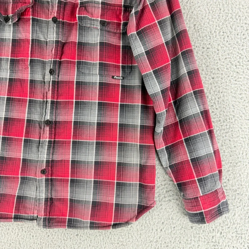 Fourstar Mens Large Red Plaid Thermal Lined‎ Flannel Shirt Skate Streetwear
